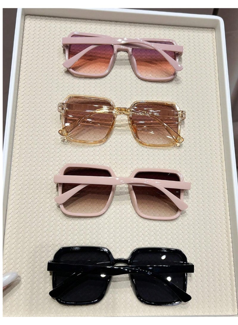 Shein 4Pairs Unisex Square Eyeglasses, Luxury & Fashionable Beach Eyeglasses, Multiple Colors Available, Suitable For Daily Life, Beach Vacation, Outdoor Travel For Summer Beach Vacation,Outdoor,Travel - Image 3